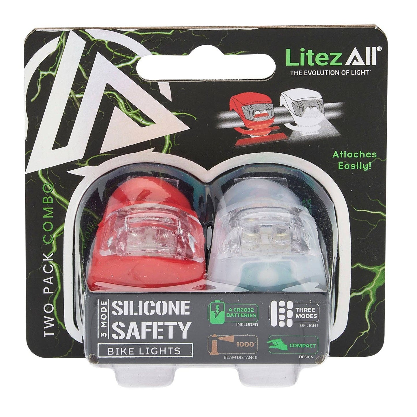 LitezAll LED Bike Safety Lights Headlight and Tail Light