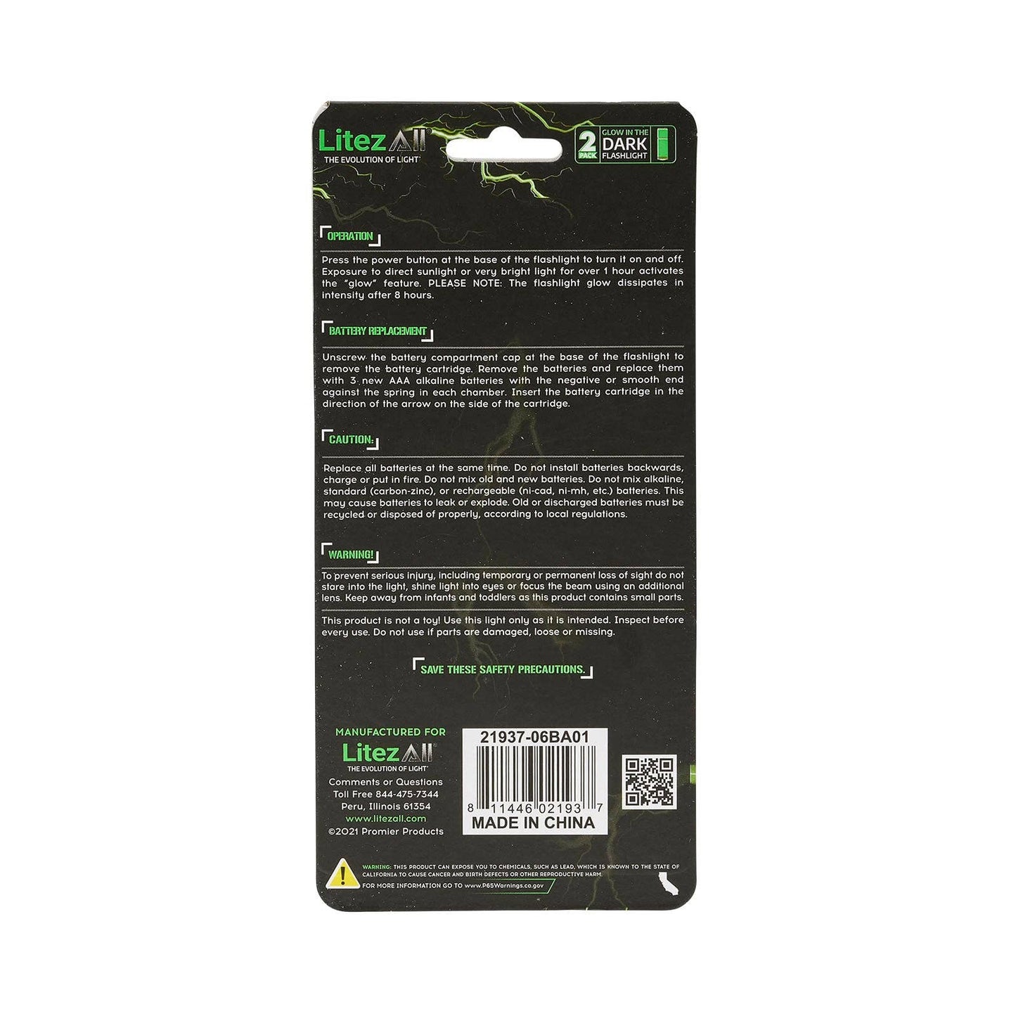 LitezAll Glow In the Dark Flashlight 2 Pack